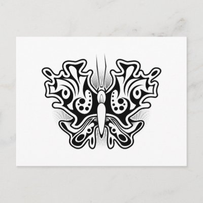 Butterfly Tattoo Black and White Postcards by bonfireanimals