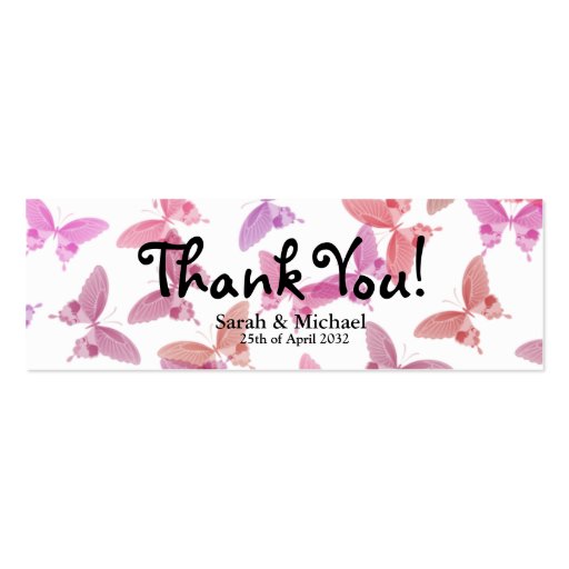 Butterfly 'Thank You" Wedding favor Gift tag Business Card Templates (front side)