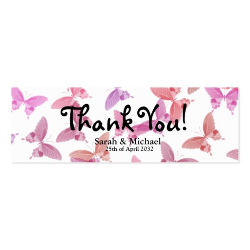 Butterfly 'Thank You" Wedding favor Gift tag Business Card Templates (back side)