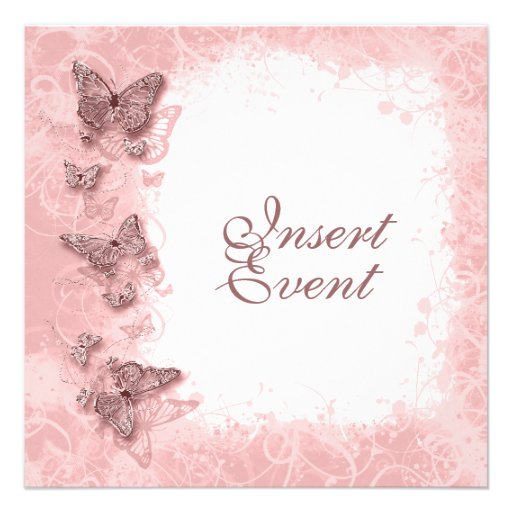 Butterfly theme wedding engagement birthday custom invites (front side)