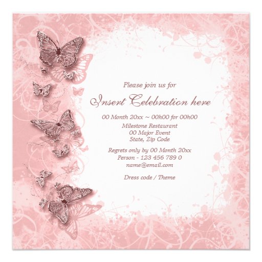 Butterfly theme wedding engagement birthday custom invites