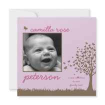 butterfly tree girl birth announcement