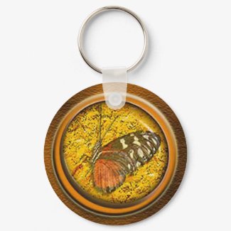 butterfly under glass keychain