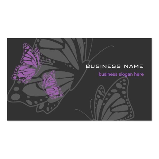 Butterfly Violet & Dark Elegant Modern Business Card Template (front side)