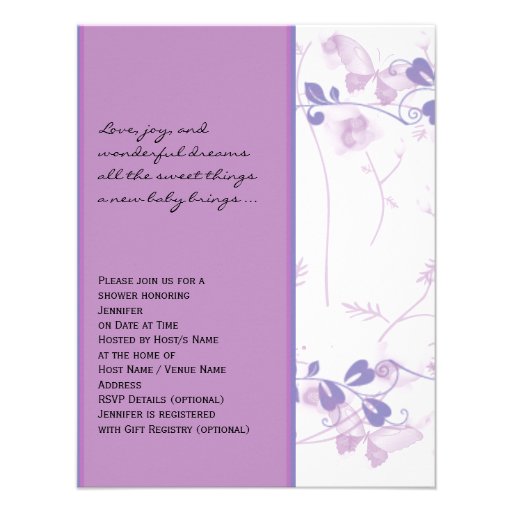 Butterfly Visions in Lilac Baby Shower Invitation