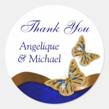 Butterfly wedding birthday engagement anniversary round sticker