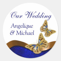 Butterfly wedding birthday engagement anniversary round sticker