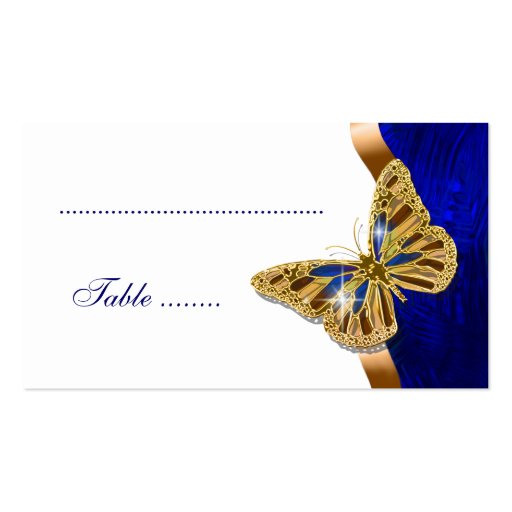 Butterfly wedding brown blue gold business card templates (back side)