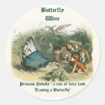 Butterfly Wine Labels Round Stickers