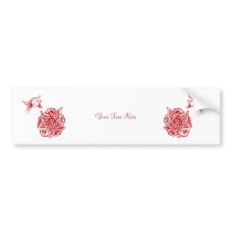 Butterfly with Flower(Henna)(Red) Bumper Stickers