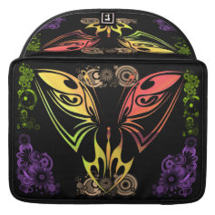 Butterfly with Flowers Rickshaw Flap Sleeve Sleeves For MacBook Pro