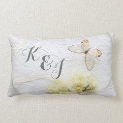 Butterfly with spring flowers wedding pillows