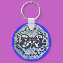 BUTTERFLY WORDS TO LIVE BY KEYCHAIN