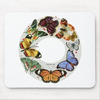 Butterfly Wreath multi-colored watercolor Mousepad mousepad