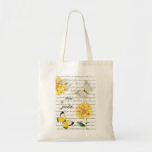 Butterfly Yellow Dahlia Garden Tote Bags