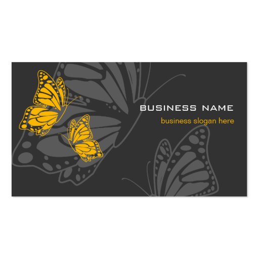 Butterfly Yellow & Dark Elegant Modern Business Cards (front side)