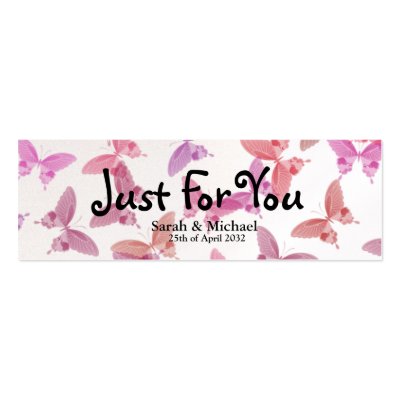 Butterfly'Just For You' Wedding favor Gift tag featuring the words Just