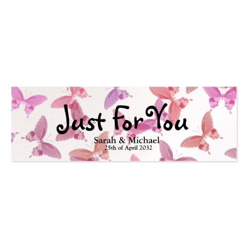 Butterfly'Just For You' Wedding favor Gift tag Business Card (front side)
