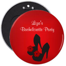Button Bachelorette Party Red Black Shoe