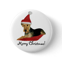 Button Christmas “Airedale Terrier "