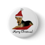 Button Christmas “Airedale Terrier " Pinback Buttons