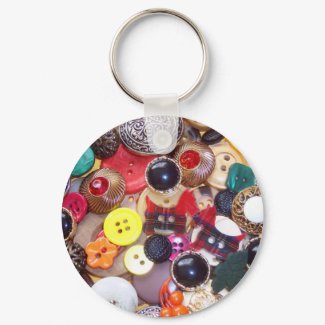 Button Collage with Plaid Scottie Dogs keychain