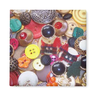 Button Collage with Plaid Scottie Dogs magnet