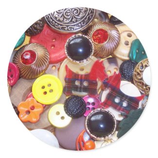 Button Collage with Plaid Scottie Dogs sticker