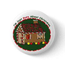 Button - Nutty Gingerbread House by 4nutsonly Button - Nutty Gingerbread House