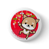 Button - Puppy - Japanese Red