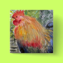 Button - Rooster/Chicken Art by sunfluer Button - Rooster/Chicken Art