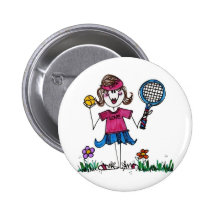 Button -Stick Tennis Girl