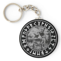 button Thor rune shield on Blk Keychains