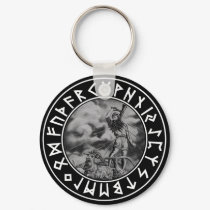 button Thor rune shield on Blk keychains