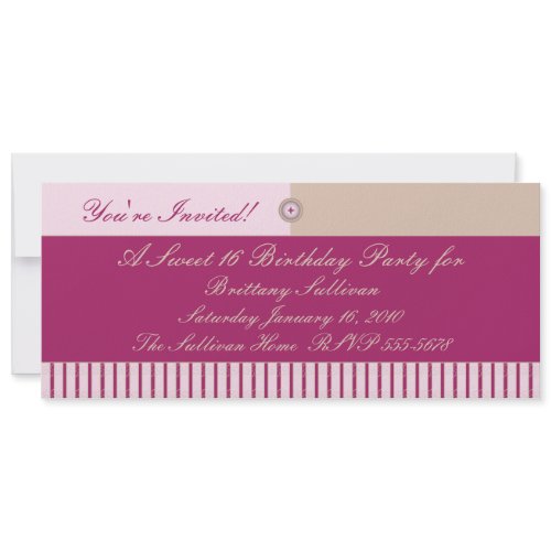 Button Up Pink And Tan Swirly Stripes Invitation