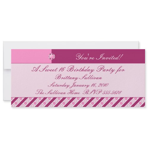 Button Up Pink Stripes And Dots Invitation