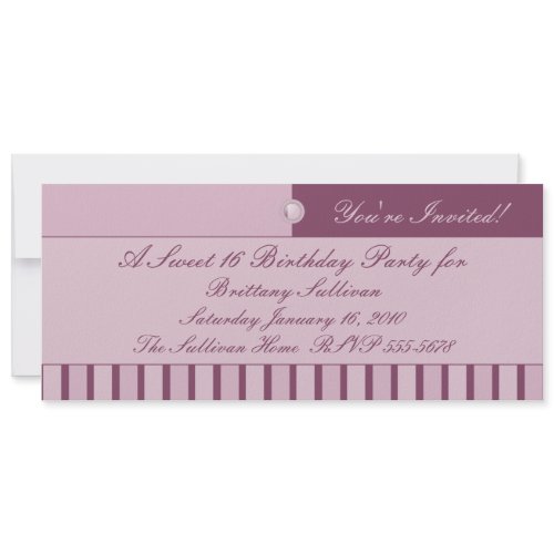 Button Up Purple Stripes Invitation