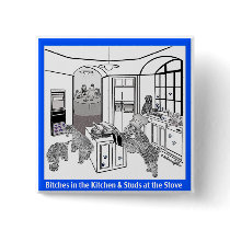 Button: Wheaten Terrier: "Studs At the Stove"