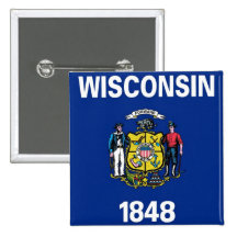 Button with Flag of  Wisconsin