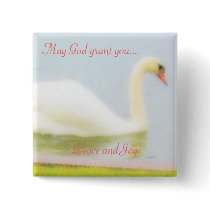 Button with peace and joy swan