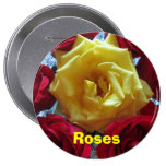 Button - Yellow-Red Roses