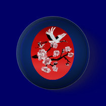 Buttons-Flying Crane and Sun-(dark berry backgrou buttons