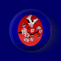 Buttons-Flying Crane and Sun-(midnight blue backg buttons