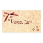 Buttons Pink Bow Damask Vintage Business Card