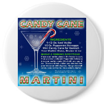 Buttons, Pins - Candy Cane Martini Art