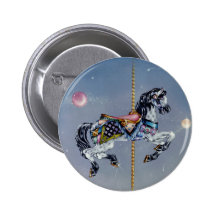 Buttons, Pins - Grey Mare Carousel Horse