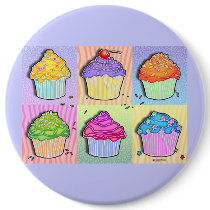 Buttons, Pins - Pop Art Cupcakes