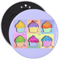 Buttons, Pins - Pop Art Cupcakes buttons