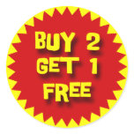 BUY 2 GET 1 FREE RETAIL BADGE STICKERS