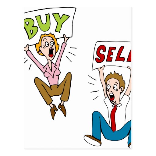 Buy Sell Investors Cartoon Postcard | Zazzle